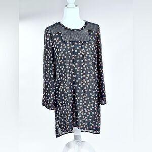 Anthropologie Meadow Rue long tunic sheer floral pattern blouse M